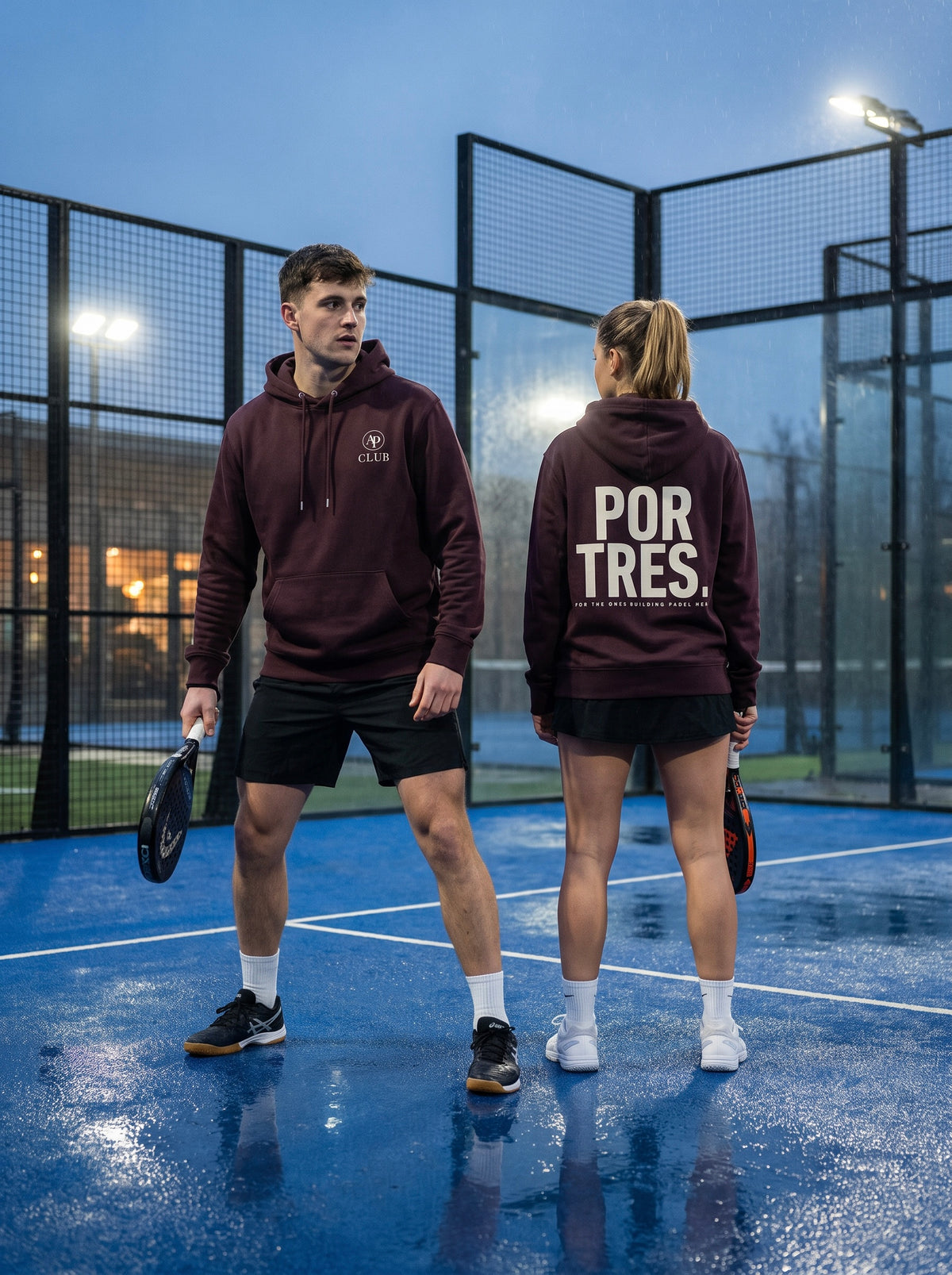 AP CLUB POR TRES padel hoodie in Red Brown