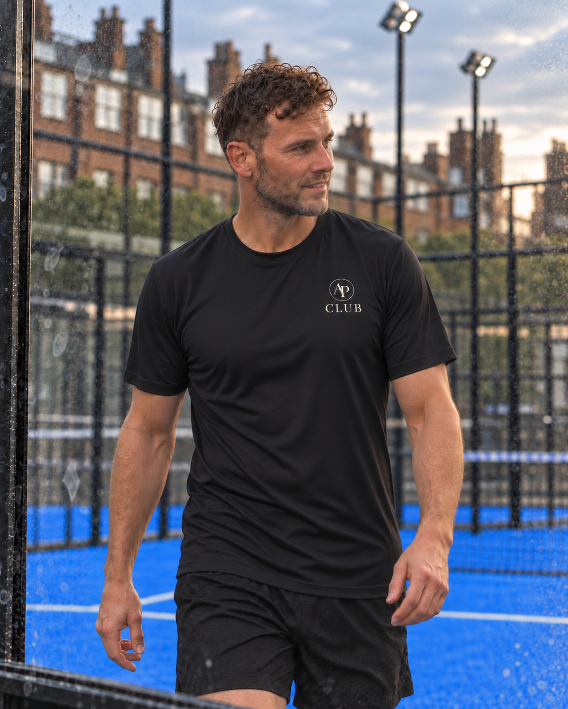 AP Club black performance padel T-shirt, Play Tee