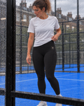 AP Club women's padel leggings in black with a high-rise fit and side pockets