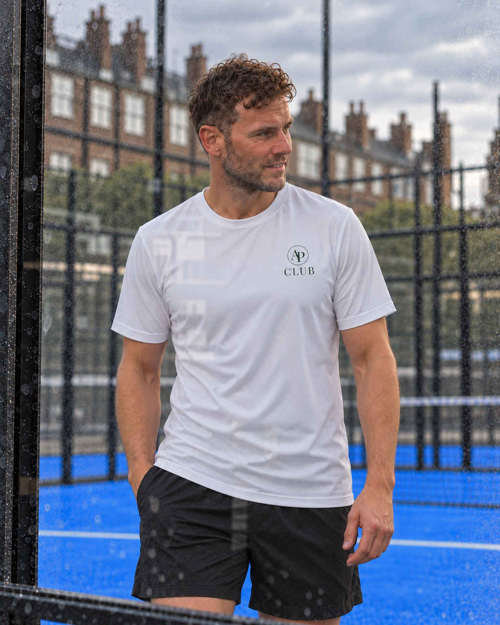 AP Club Play Tee in white, technical padel top for on-court play