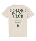 Cream AP Club t-shirt with 'Golden Point Club' text on a white background