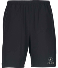 Black AP Club court  shorts with a logo on a white background