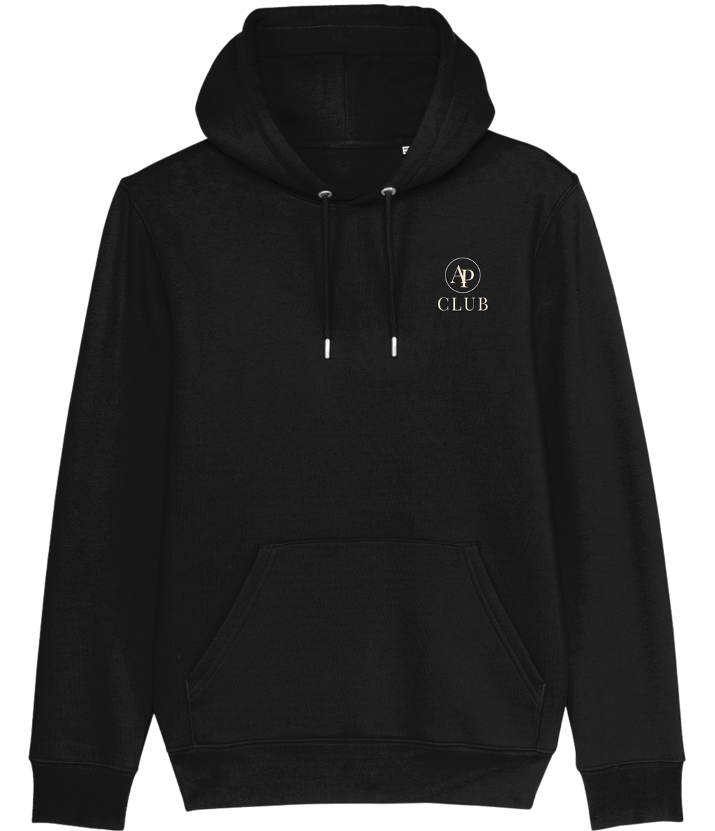 Black AP Club Vamos hoodie with a logo on the chest against a white background