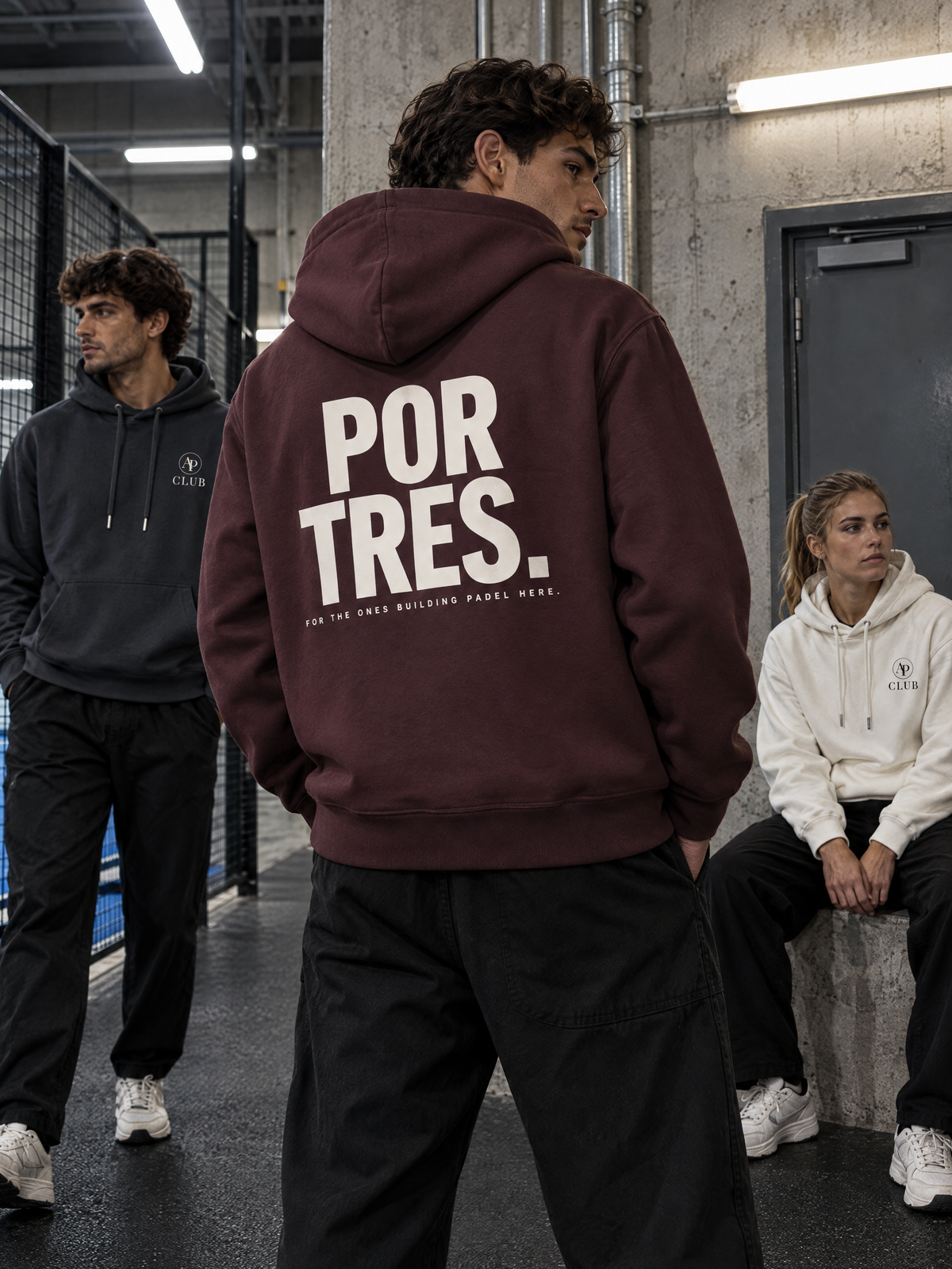 AP CLUB POR TRES padel hoodie in Red Brown
